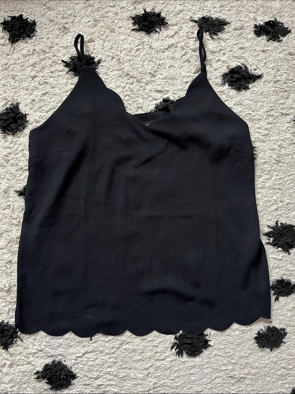 Halogen size MediumBlack Scalloped V-Neck Camisole